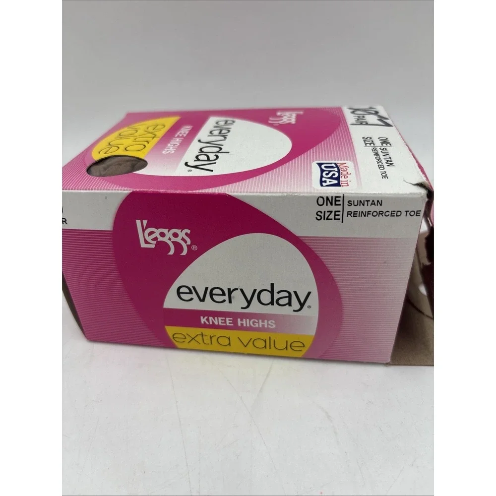 L'eggs Everyday Knee Highs One Size 7 Pair Suntan Reinforced Toe Pantyhose